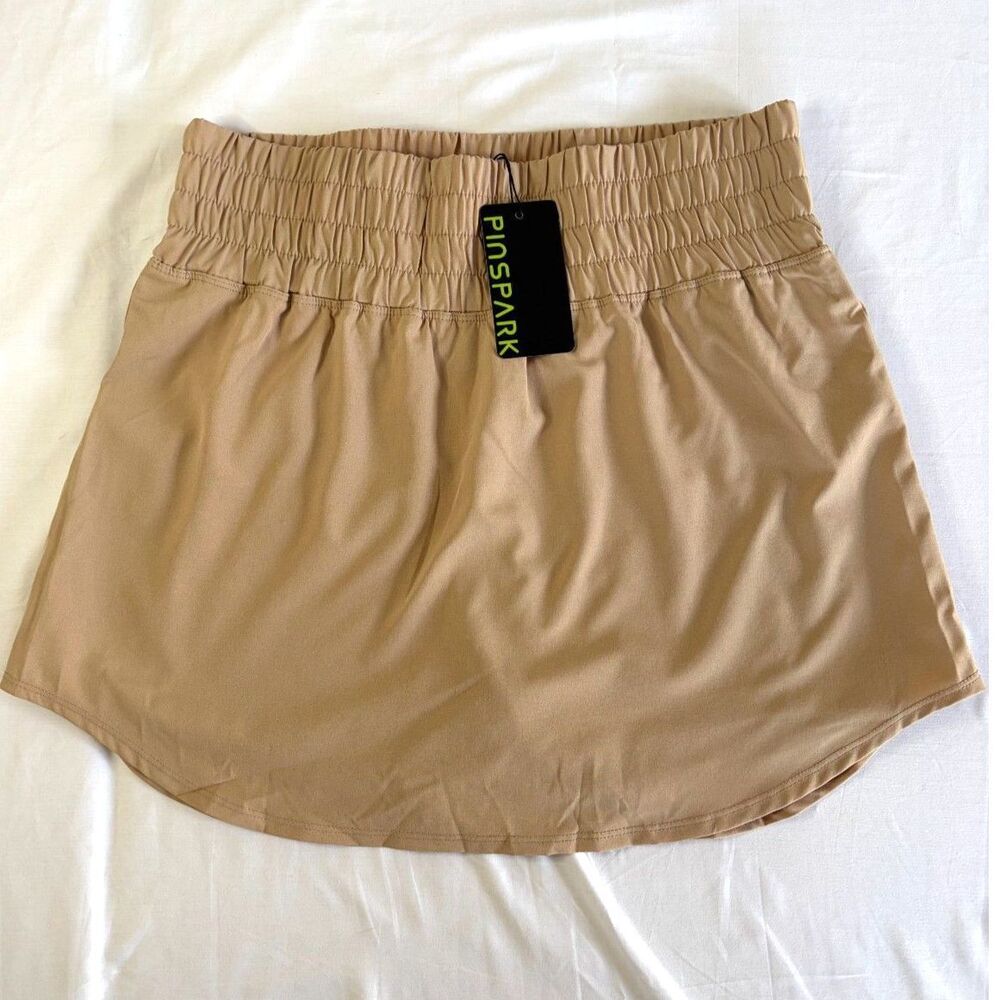 Pinspark Tan Athletic Skort New Tenniscore Golf Skirt Shorts Athleisure Medium